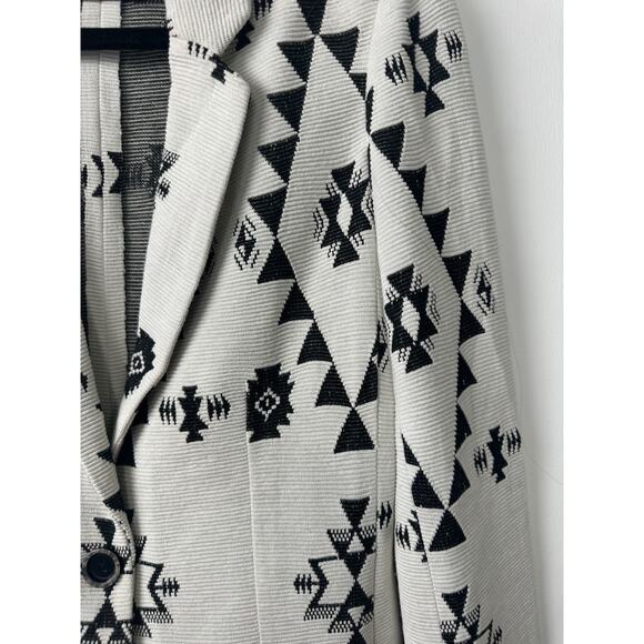 People Like Frank Anthropologie Cardigan Womens 4 Black Gray Print Pockets A25 - Picture 2 of 7